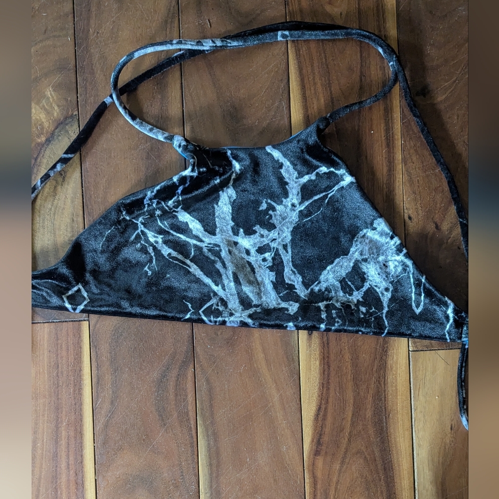 Blue and Black Patterned Scarf
